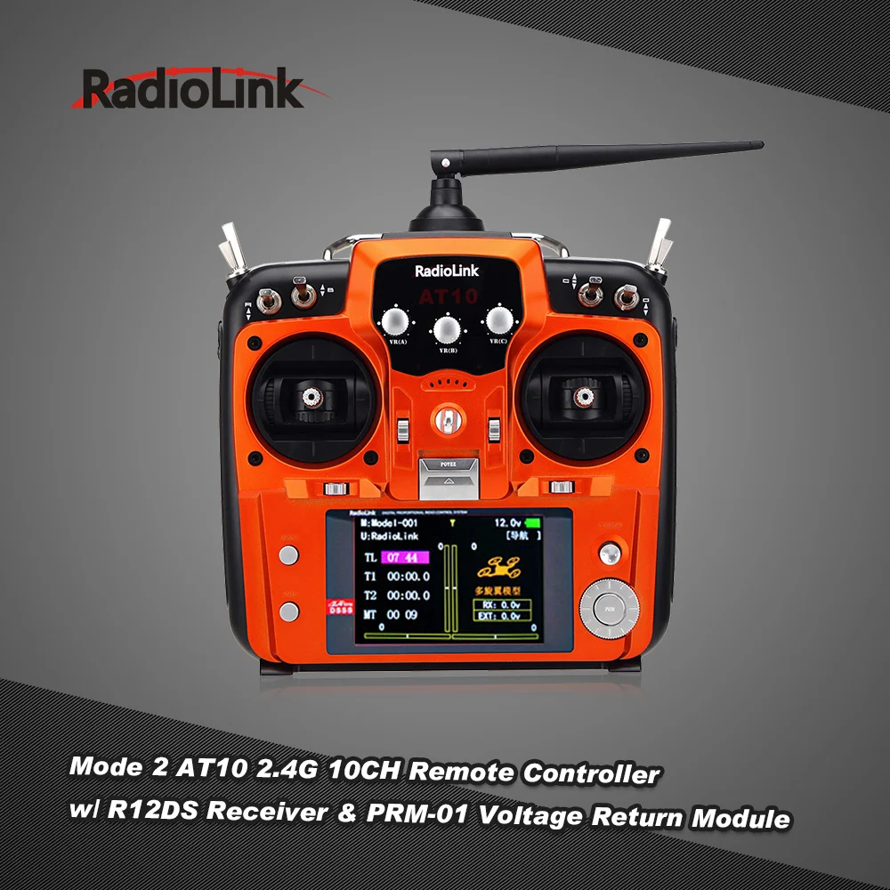 

Original R12DS Receiver & PRM-01 Voltage AT10 2.4G 10CH Remote Control System Transmitter for Racing Fixed Wing Helicopter