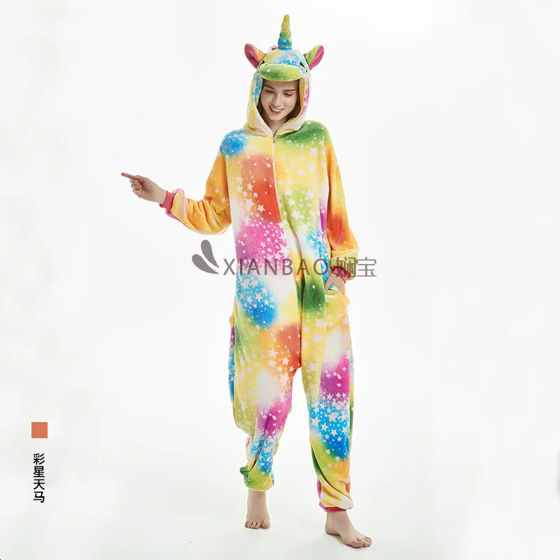 Adult Animal Pajamas Women Sleepwear Onesie Kigurumi Pyjama Kids Anime Cartoon Overalls Winter Nightie Jumpsuit Costumes