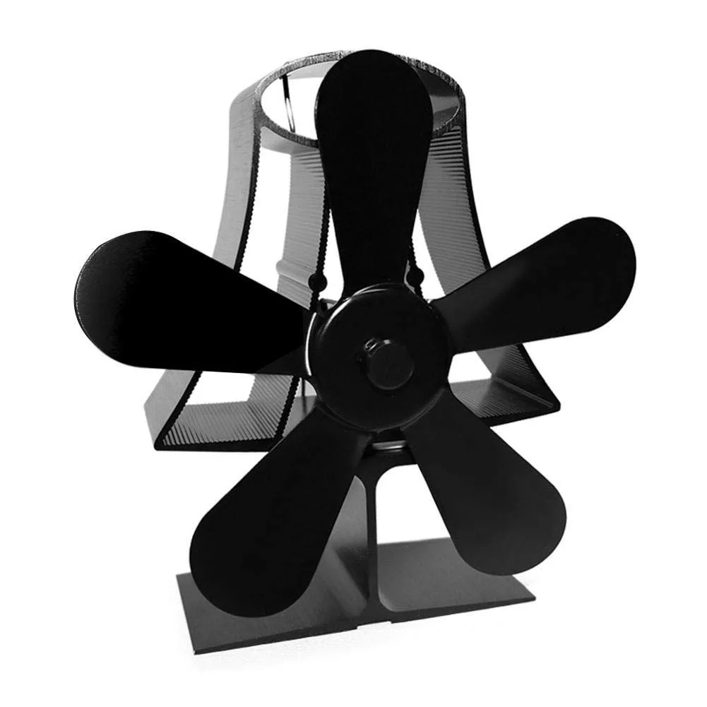 

Home Portable Log 5 Blade Heat Powered Warm Eco Friendly Wood Stove Modern Practical Burner Aluminum Motor Fireplace Fan