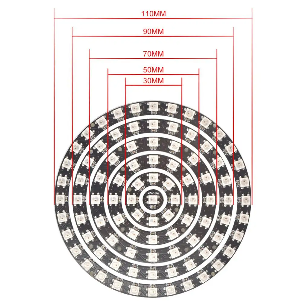 WS2812B кольцо SK6812 RING RGB RGBW RGBWW 2700-6500K полоса кольцо 1 8 12 16 24 32 93 241 битов светодиоды со встроенным модулем DC5V