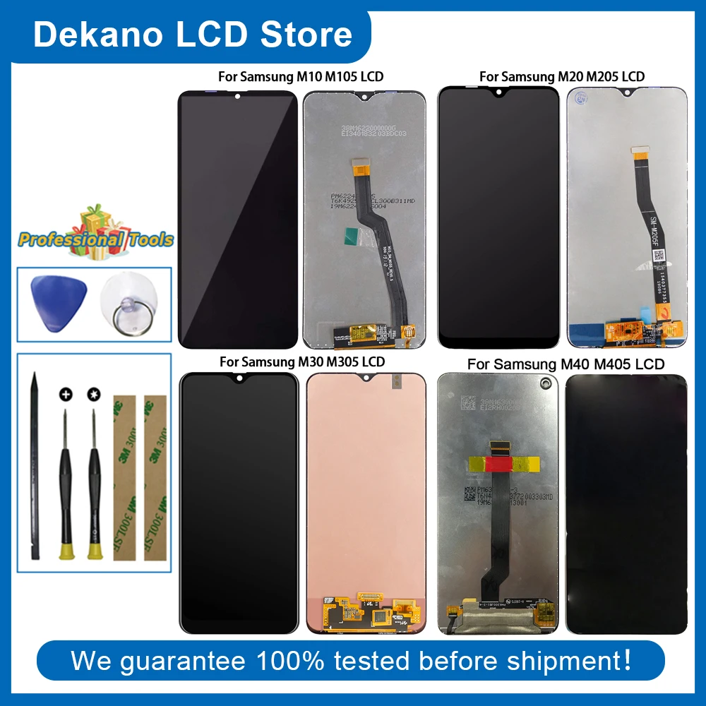 For Samsung Galaxy M10 M105/M20 M205/M30 M305/M40 M405 Black LCD Display Touch Screen Digitizer Assembly Tools Adhesive 