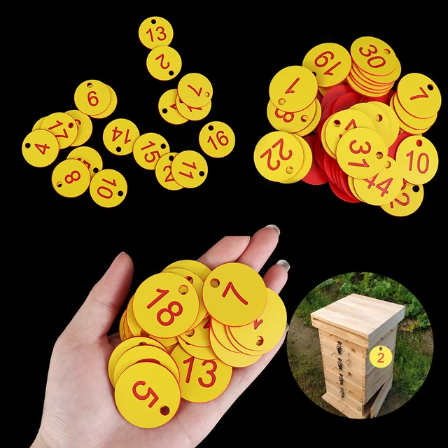 20/50/100Db Abs Szám Tag -Ruházat Címke Farm Méhész Eszköz Számozott Állati Tenyésztéshez Méhészet Farmkert