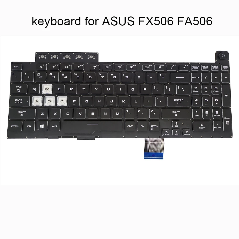 Luz de Fundo do Teclado Inglês para Asus Tuf Gaming F15 Fx506 Fa506q Fx506l iu ii iv Teclados Teclas de Cristal 661vus00