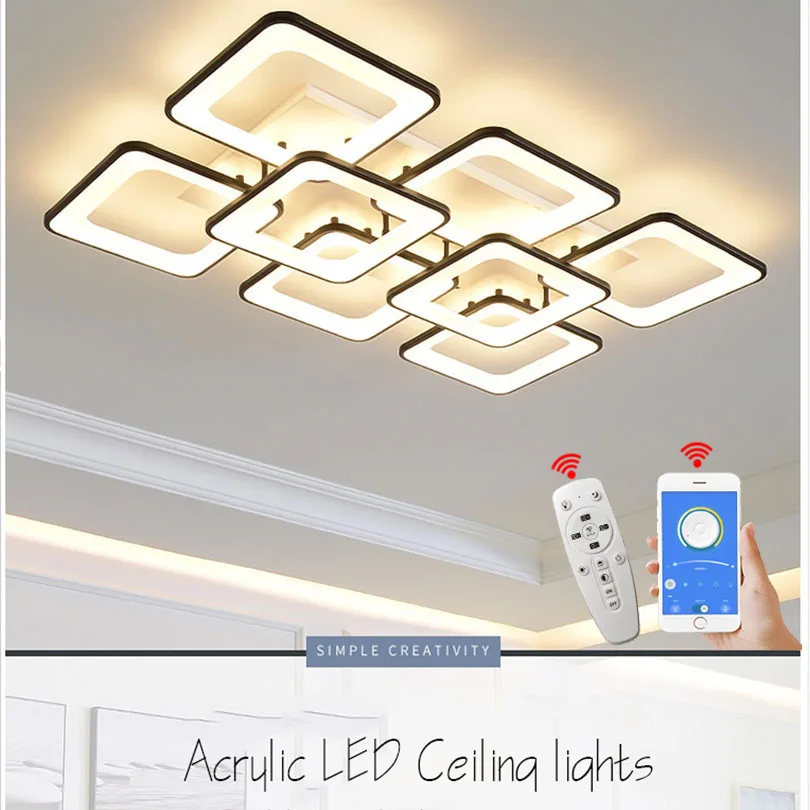 Modern led ceiling lights for living room bedroom Painted 90-265V lamp App Remote control | Освещение