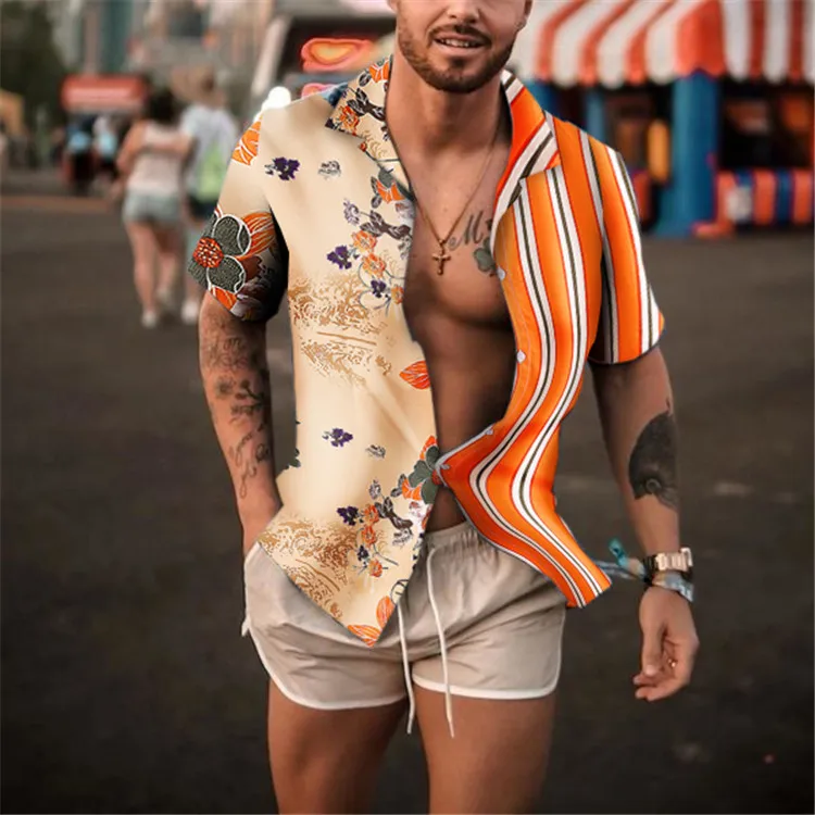 Summer Men's Shirts Ethnic Style Vintage Printing Short Sleeve Loose Korean Clothes Casual Dress Shirts Men Camisa Masculina Summer Men's Shirts Ethnic Style Vintage Printing Short Sleeve Loose Korean Clothes Casual Dress Shirts Men Camisa Masculina