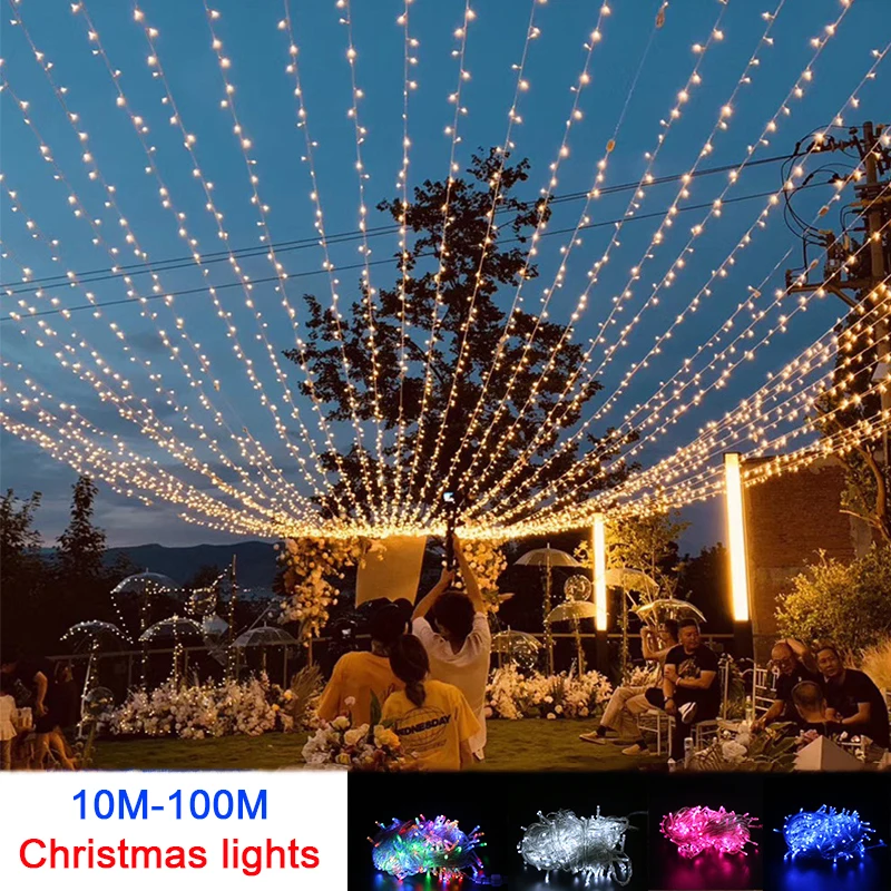 Guirlande lumineuse Led 15m 10m, ampoules, décoration d'arbre de noël, de  rue, de jardin féerique, de mariage, d'extérieur, étanche - AliExpress