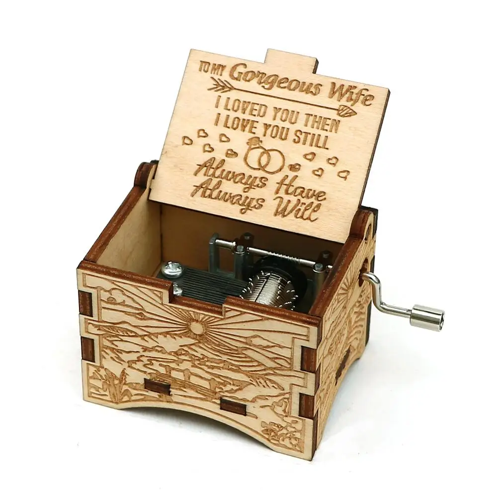 

Drop Shipping Wooden Carved Hand Mmusic Box You Are My Sunshine Music Box To lover To daughter Birthday Gift Christmas Gift