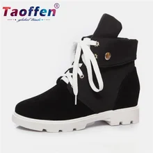 Taoffen/Женская прогулочная обувь; спортивная разноцветная теплая нескользящая обувь на платформе со шнуровкой; Женская легкая обувь; zapatos; размеры 34-43