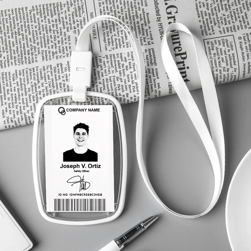 

High Quality Acrylic Name Badge Holder Crystal Transparent Exhibition ID Card with Lanyard For Student Staff (Standard Size)
