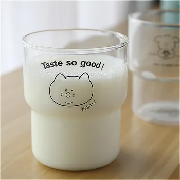 

Cartoon Coffee Glass Cup Vegetable Juice Milk Cups Summer Ice Cream Cups Children Drink Glass Set kitchen Water Bottle Beer Mugs