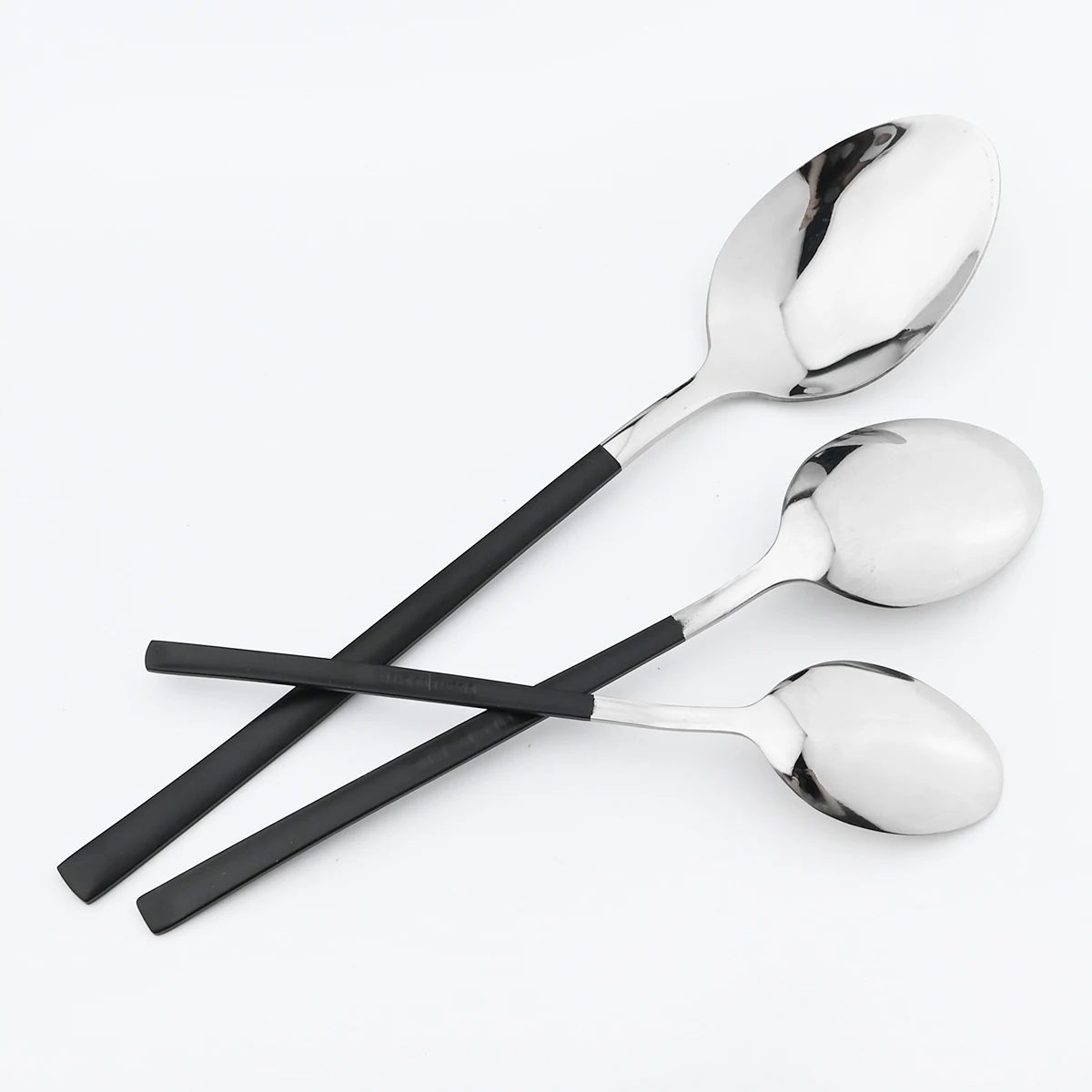 Tableware Set Stainless Steel Cutlery Set Mirror Black Dinnerware Knife Dessert Fork Coffee Tea Spoon