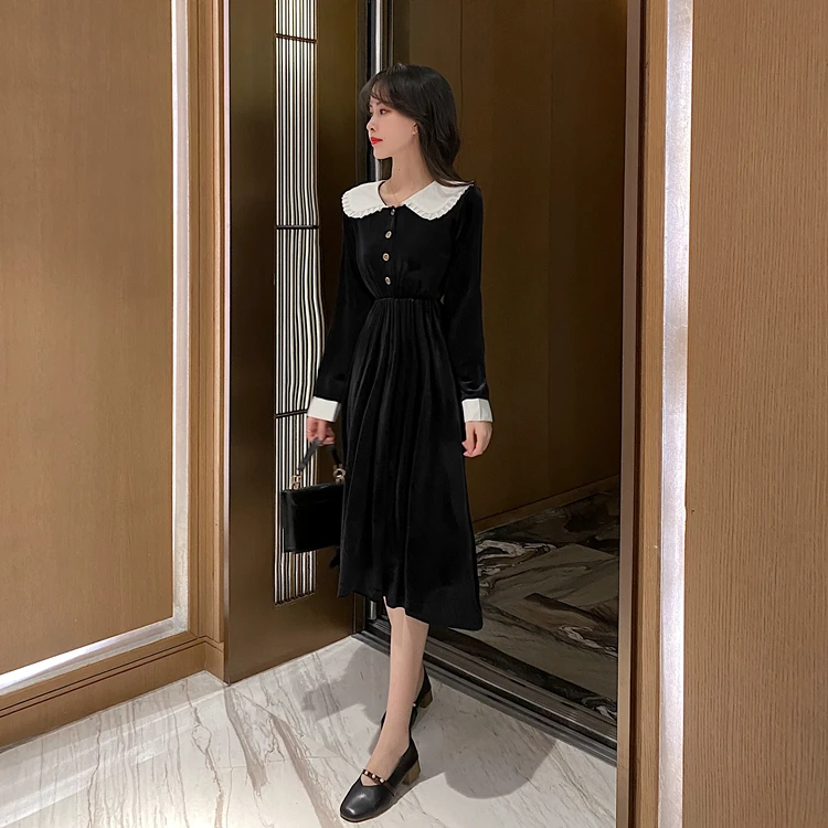 Винтажное платье будет пятнить~ нежные новые зимние куклы маленькое снижение возраста женщины длинный бархат