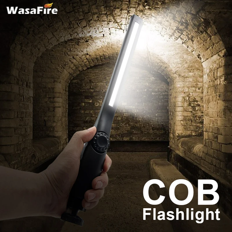

Magnetic USB Rechargeable LED Flashlight Built-in Battery COB Working Light Lantern Portable 4 Modes Camping Emergency Hand Lamp