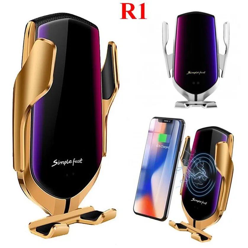 

R1 10W QI Fast Quick Car Wireless Charger Infrared Induction Automatic Clamping phone Holder charging For iPhone Huawei SAMSUNG