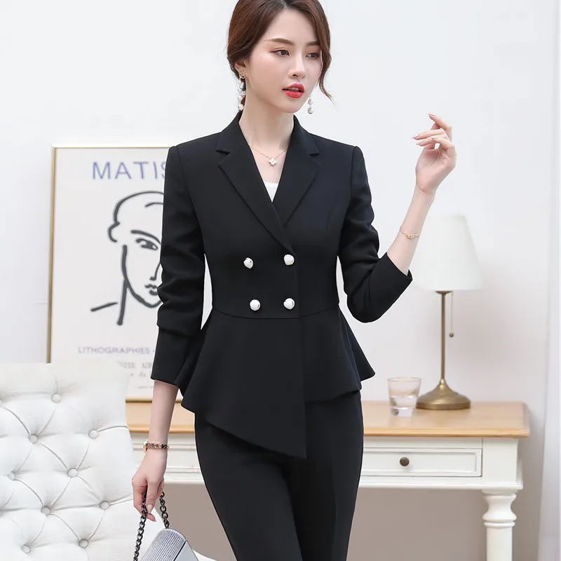 

Business pants suits women 2019 New autumn winter fashion long sleeve slim blazer and pants office ladies formal work wear