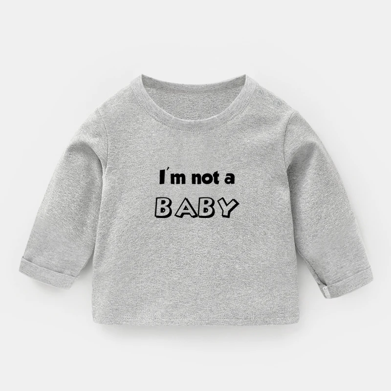YG2764C Милая футболка с принтом «I'm not a baby», футболки с длинными рукавами для малышей хлопковая детская футболка топы для девочек и мальчиков, подарок, Забавный рождественский подарок для детей - Цвет: YG2764C