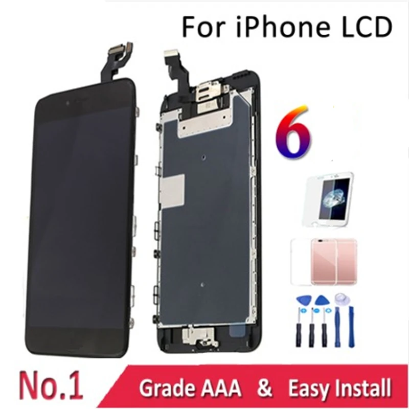 

Top quality LCD Touch Screen Digitizer For iPhone 6 +Home Button+Front Camera+Ear Speaker Assembled With Free Gifts