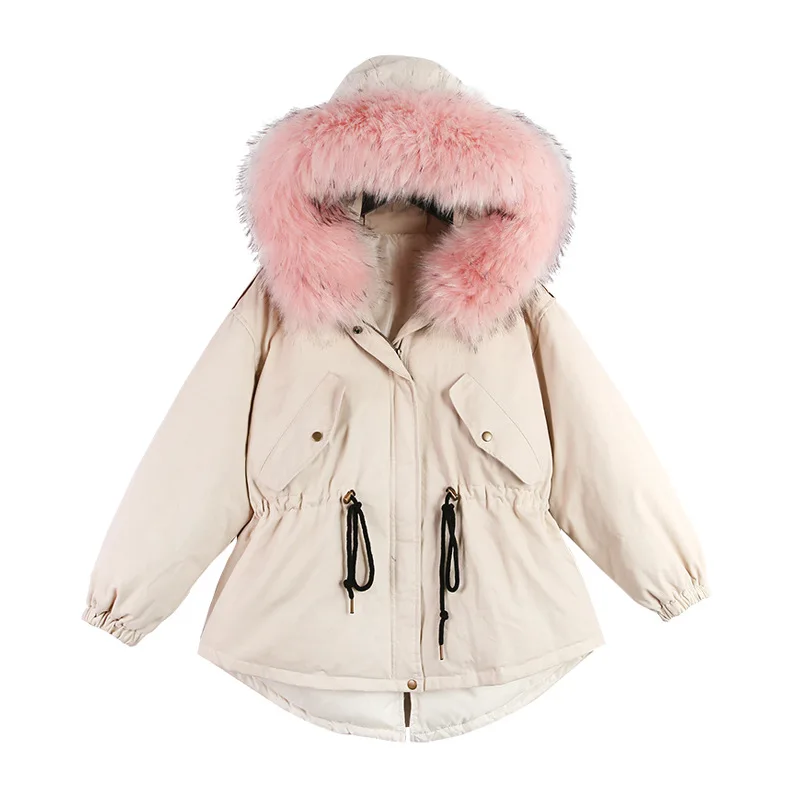 

Winter Large Waist Hugging Cotton-padded Clothes Women's Mid-length Korean-style 2018 New Style Loose-Fit Padded Hooded down Jac