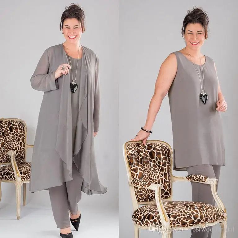 3 Pieces Fashion Ruches Zilver Groen Chiffon Moeder van de Bruid Jurk Broek pak met Jas Outfit Lange Mouwen voor bruiloft 3 Pieces Fashion Ruches Zilver Groen Chiffon Moeder van de Bruid Jurk Broek pak met Jas Outfit Lange Mouwen voor bruiloft