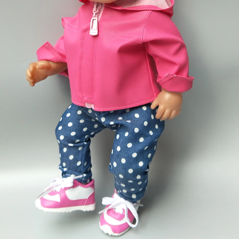 Кукольная одежда для новорожденных 43 см, кожаная одежда для новорожденных, розовая кукольная куртка для 17 дюймов, Детская кукольная куртка, зимние игрушки, одежда