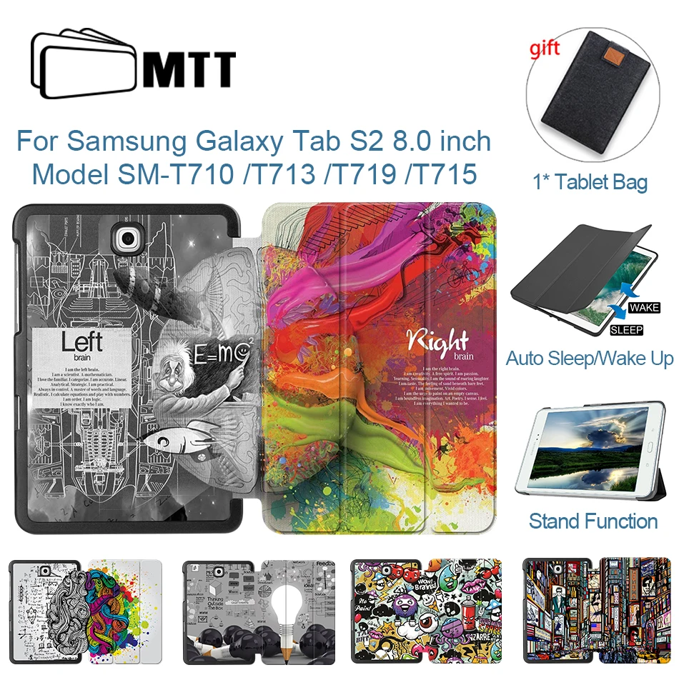 Custodia In Pelle Pu Mtt Per Samsung Galaxy Tab S2 8 Pollici Custodia Magnetica Folio Custodia Smart Tablet Funda Sm-T710 T715 T713 T719