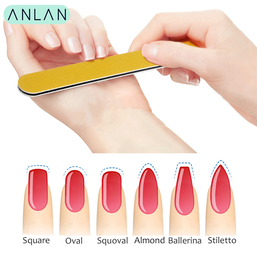 

10pcs/lot ANLAN Professional Nail File 100/180 Nail Sanding Buffer Blocks Grinding Polishing Pedicure Manicure Beauty Nail Tools