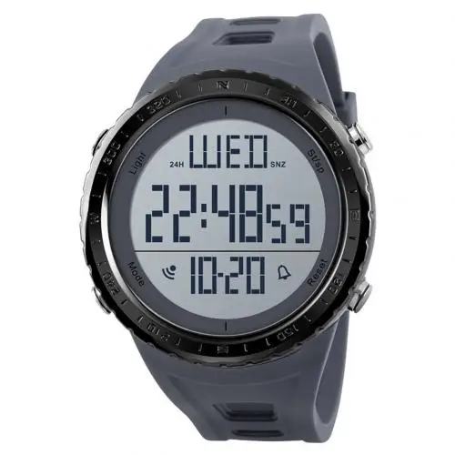 Серый Outdoor Wrist ABS band relogios Watch Men Multiuse Countdown Chronograph Digital Display Gift Mas-culino Fashion Men's Watch Lar - Цвет: Серый
