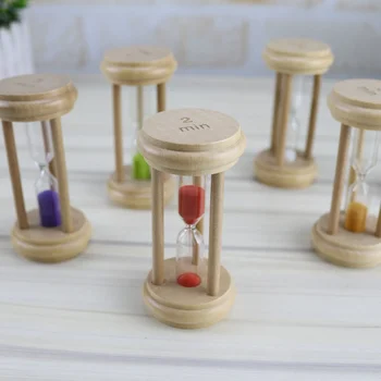 

2pcs Creative Wooden 1 2 3 Minute Timer Time Hourglass Home Crafts Decoration Small Ornaments Laboratory Kitchen Restaurant