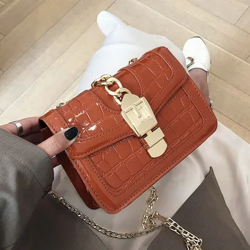 

Western style chain small bag female 2020 trend all-match patent leather messenger one-shoulder fashion casual small square bag