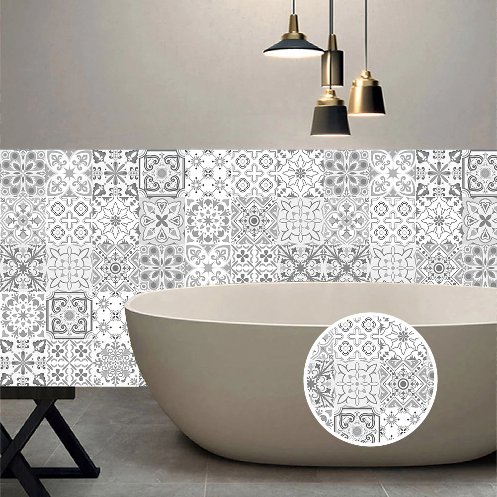 10/15/20/30Cm Adesivo Per Pavimenti In Piastrelle Modello Retrò Pvc Bagno Cucina Backsplash Adesivi Murali Decorazioni Per La Casa Adesivi Murali Peel