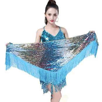 

Sequin Belly Dance Triangle Scarf Indian Dance Waist Chain Fringe Stage Performance Hip Belt