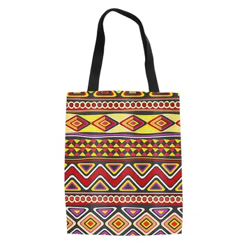 

THIKIN 2020 Canvas Shopping Bag with African Pattern Print Eco Bags for Girls Women Large Shopper Bag Ladies Tote Bags Custom
