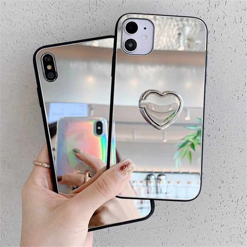 Акриловый зеркальный чехол Love bracket для Huawei Y9 Y7 PRIME 2019 Y6 PRO Y5 2018 Nova 5T 7 SE Y6S P8 LITE 2017 |