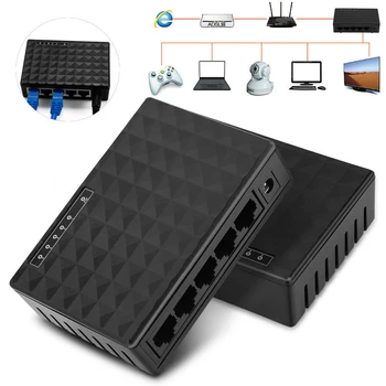 

Mini 5-Port Desktop Gigabit Ethernet Switch Fast Ethernet Switcher 10/100Mbps Desktop RJ45 LAN Network Switch Adapter