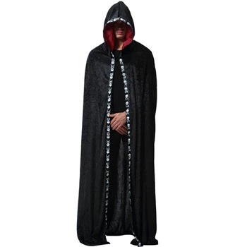 

Fashion Halloween Unisex Hooded Magician Robe, Adult Cloak Cape for Cosplay Costumes Party supllies clothes Wholesale black robe