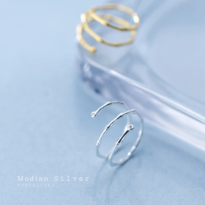 Modian-핫 패션 정통  미니멀리스트 슬러브 반지, 여성을 위한 오픈 조절 손가락 반지 식물 고급 주얼리