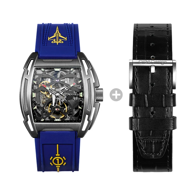 CIGA Design Z Series Personnalised Custom Waterproof Luminous Silicone Strap Mechanical Automatic Mens Watch Blue leather