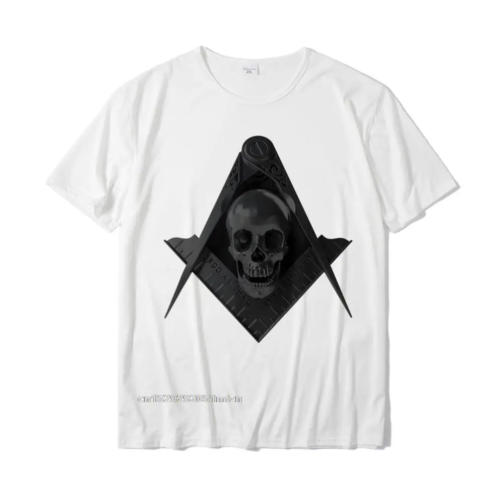 Classic Party Tops Tees Short Sleeve for Male Pure Cotton Summer Round Neck Tshirts Funny Tee Shirts Company Free Shipping Masonic Stealth Square Compass Skull Freemason T-Shirt__3179 white