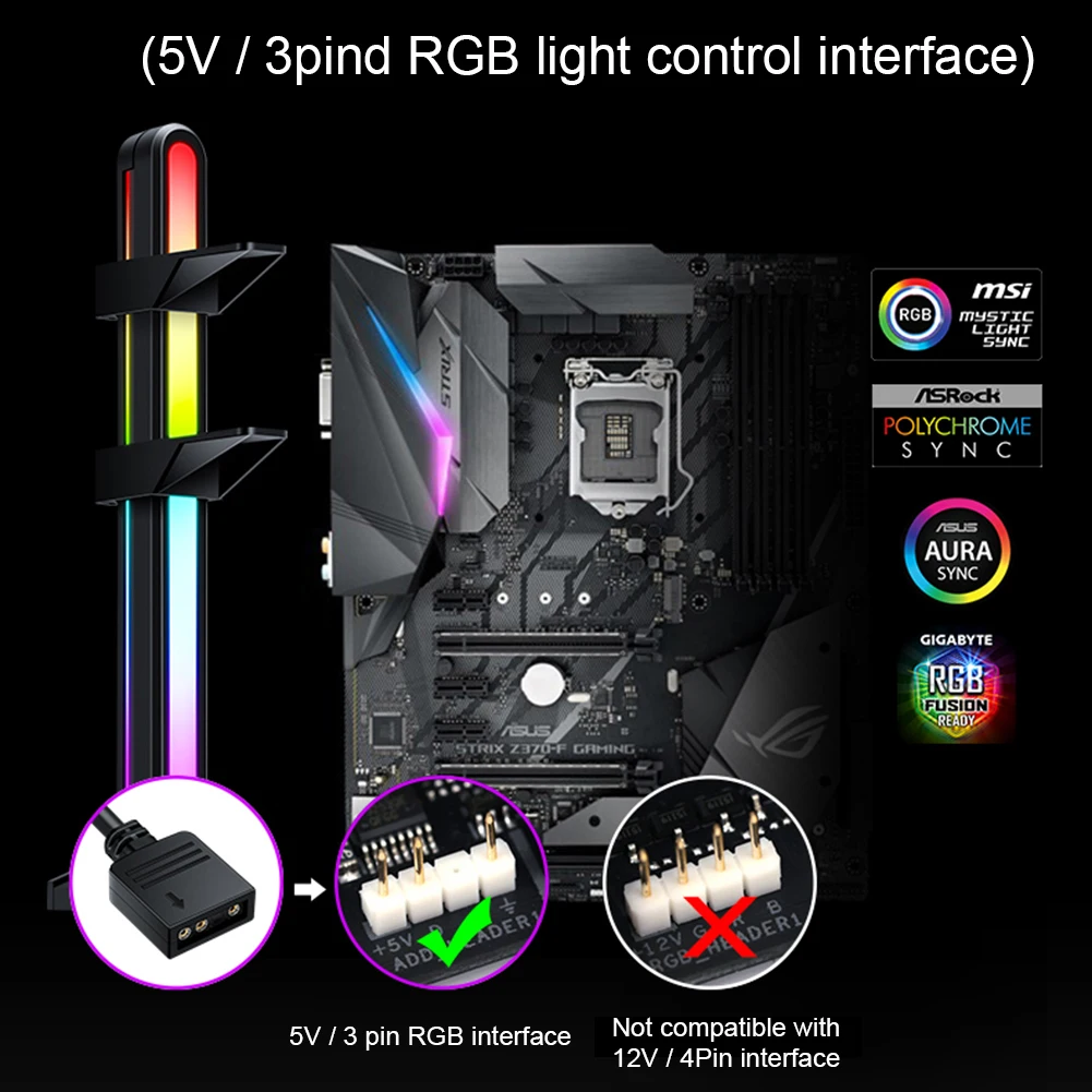 5V 3Pin ARGB Light Graphics Card Vertical Support Magnetic Headset Holder Stand for Gamers Gaming PC Earphone Accessories