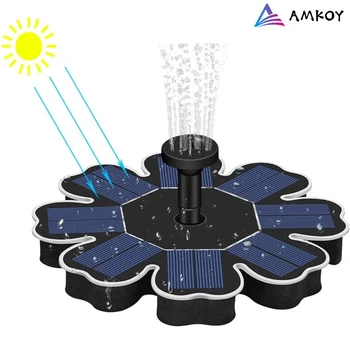 

AMKOY Solar Powered Fountain Pump 1.6W Outdoor Solar Pond Water Pump Mini Bird Bath Pool 4 Spray Gardening Decoration Supplies