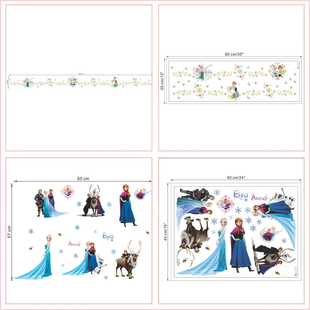 Cartoon diy gefrorene prinzessin Elsa Anna wand aufkleber mädchen Kinder zimmer hintergrund dekoration abnehmbare kinder schlafzimmer poster aufkleber