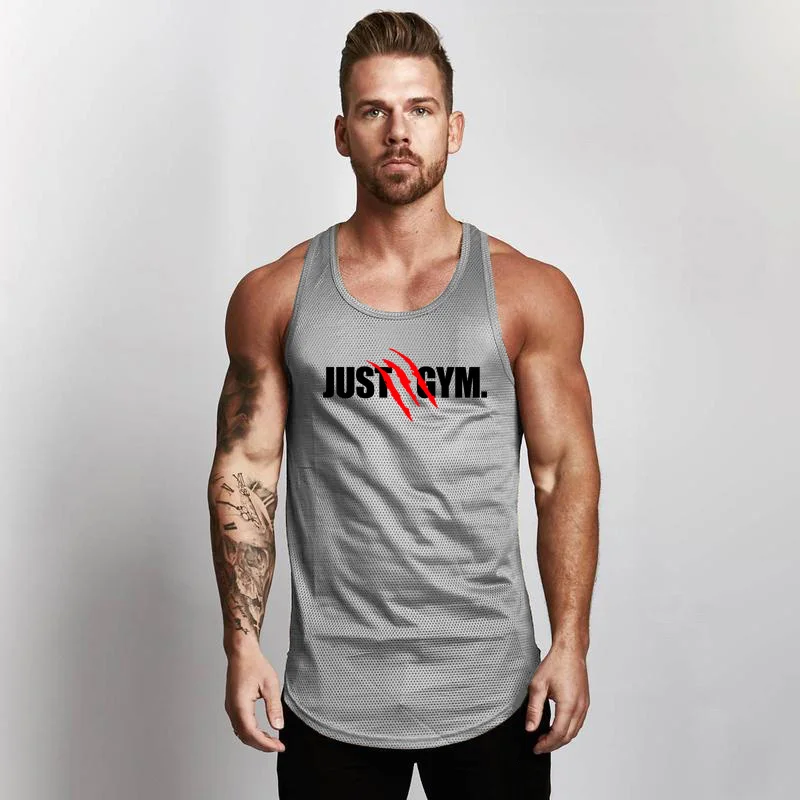 Тренажерный зал Tanktops жилет Стрингер модные сетчатые мужские майка Фитнес бренд тренировки Повседневное синглеты без рукавов бодибилдинг