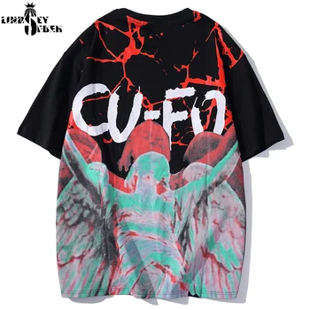 

Lindsey Seader 2020 Sunrise Full Moon Print T-Shirts Chinses Ink Painting Casual Short Sleeve Tee Tshirts Men Summer Fashion Top