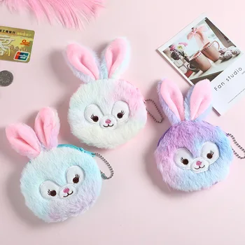 

Children Cute Unicorn Money Purse Mini Keychain Wallet Girl Cartoon Fur Keyring Coin Purse Round bag Soft Earphone Bag