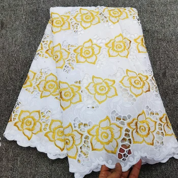 

2019 latest swiss voile lace african lace fabric white nigerian lace fabrics for wedding dress african Embroidered fabric