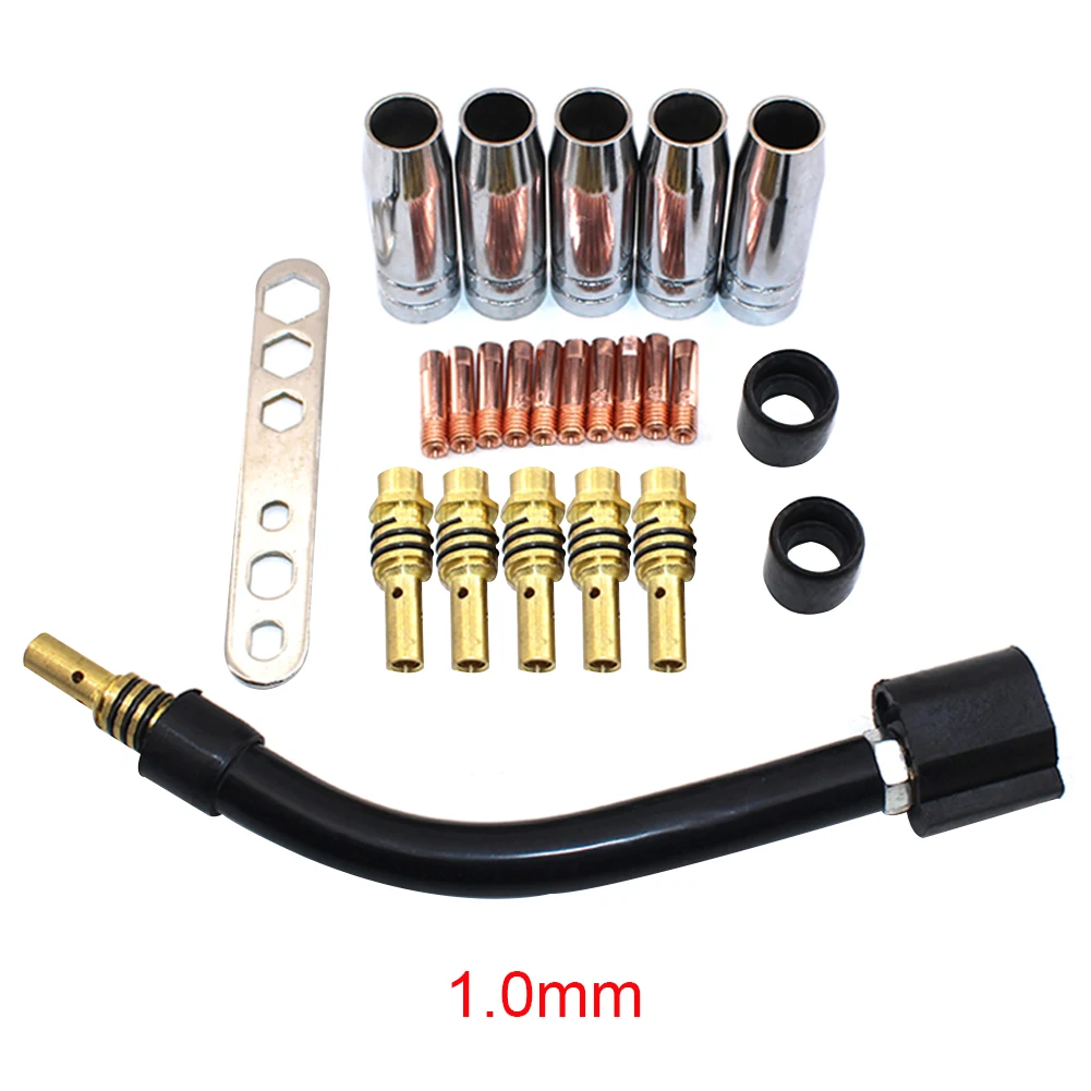 24PCS Tips Wrench Link Rod Accessories Metal Consumables Electrode Welding Machine Shield Cups Kit Durable For Binzel 15AK Torch