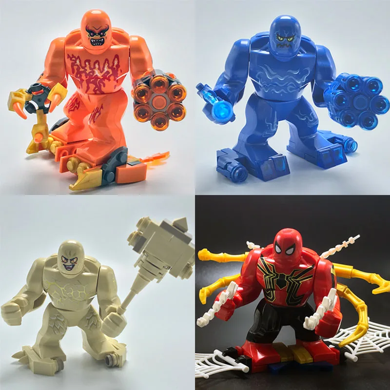 

4pcs Marvel Avengers Super Heroes Movie Spider-Man Far From Home Fire element Earth element Figures Building Blocks Toys Gifts