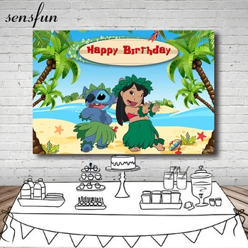 

Sensfun Cartoon Lilo & Stitch Theme Party Backdrops Photo Studio Hawai Hula Summer Girls Birthday Party Photography Backgrounds