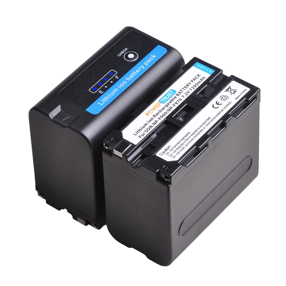 2X7,2 V 7200 мА/ч, NP-F960 NP-F970 Li-Ion Батарея с светодиодный Мощность индикатор для sony NP-F550 NP-F770 NP-F750 NP-F975 F930 F960 F970