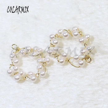 

12Pcs Handmade winding pearl pendant Tiny pearls winding pearls Flower shape accessorizes jewelry charms jewelry making gift